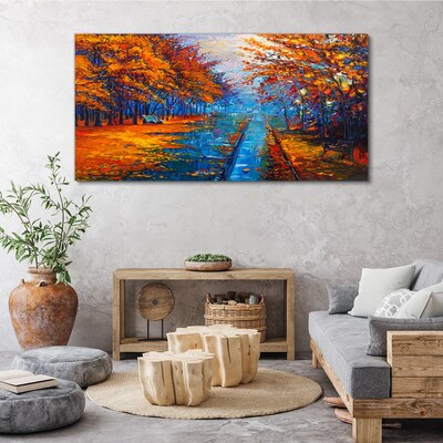 Golden autumn over the calm water Canvas print