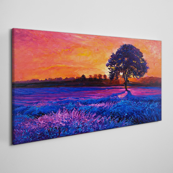 Sunset over a purple field Canvas print