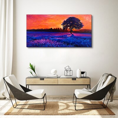 Sunset over a purple field Canvas print