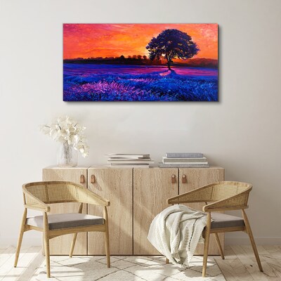 Flowers tree sunset Canvas print