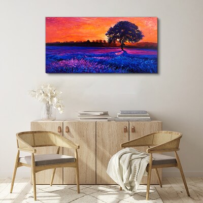 Sunset over a purple field Canvas print