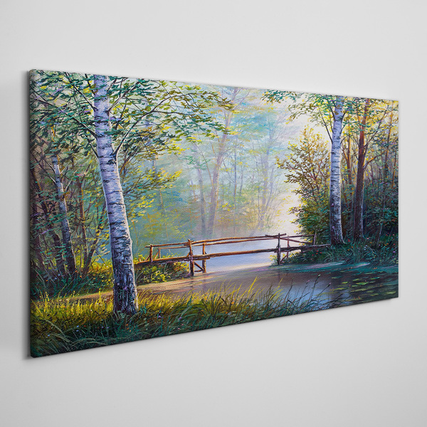 A bridge in a forest landscape Canvas Wall art