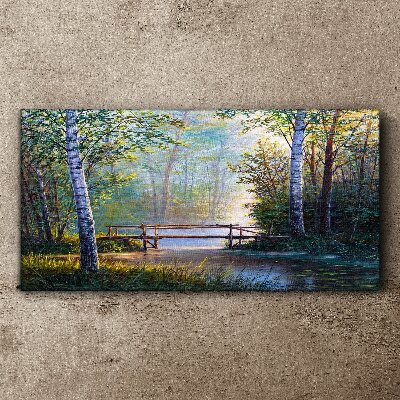 A bridge in a forest landscape Canvas Wall art