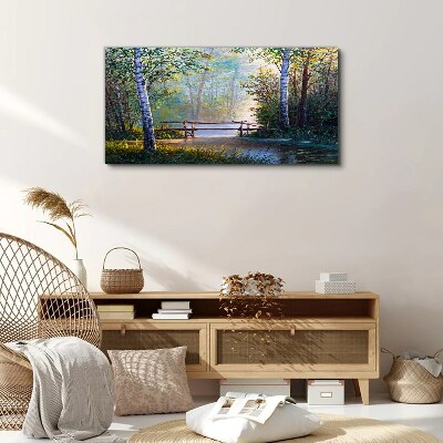 A bridge in a forest landscape Canvas Wall art