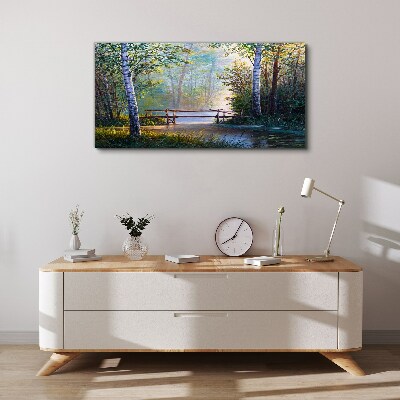 A bridge in a forest landscape Canvas Wall art
