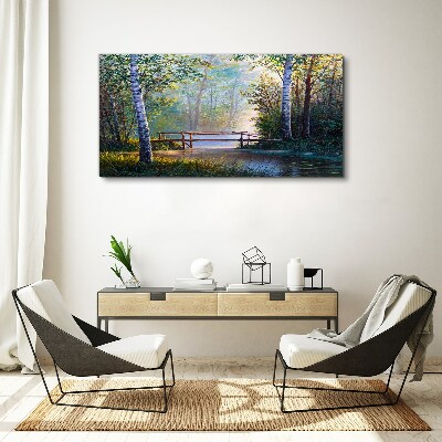 A bridge in a forest landscape Canvas Wall art