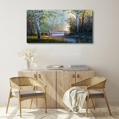 A bridge in a forest landscape Canvas Wall art