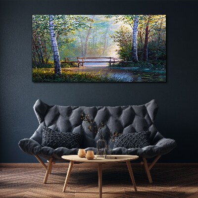 A bridge in a forest landscape Canvas Wall art