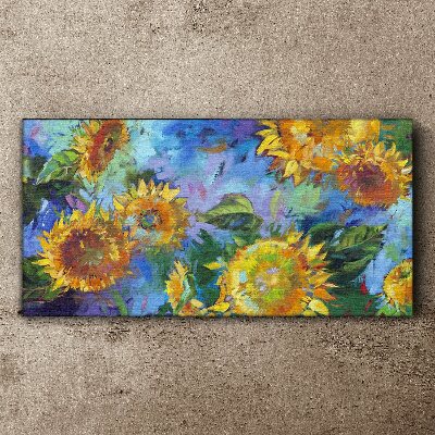 Sunflowers in a colorful composition Canvas print