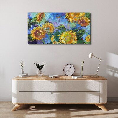 Sunflowers in a colorful composition Canvas print