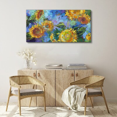 Sunflowers in a colorful composition Canvas print