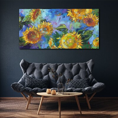 Sunflowers in a colorful composition Canvas print