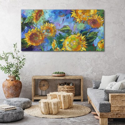 Sunflowers in a colorful composition Canvas print