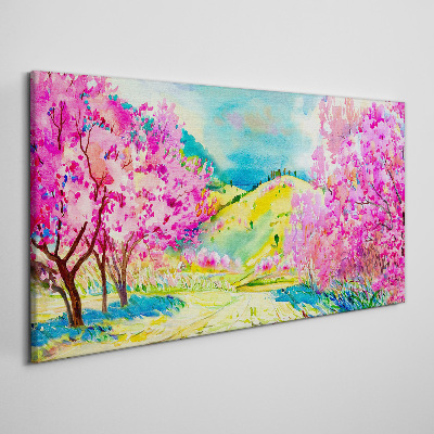 Abstract tree hill Canvas Wall art