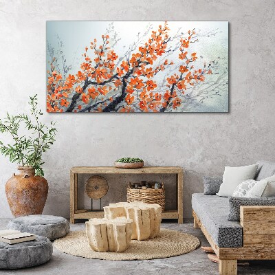 A floral explosion in shades of orange Canvas print