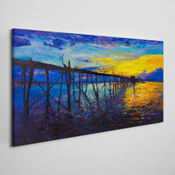 Sunset over the pier Canvas Wall art