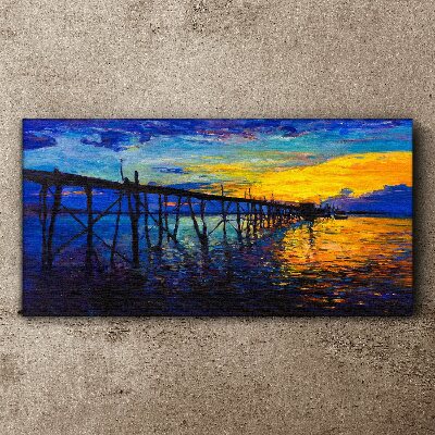 Sunset over the pier Canvas Wall art