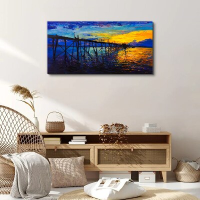 Sunset over the pier Canvas Wall art