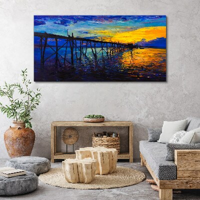 Sunset over the pier Canvas Wall art