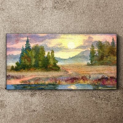 A quiet morning by the lake Canvas print