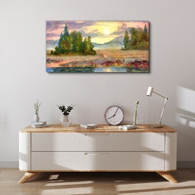 A quiet morning by the lake Canvas print