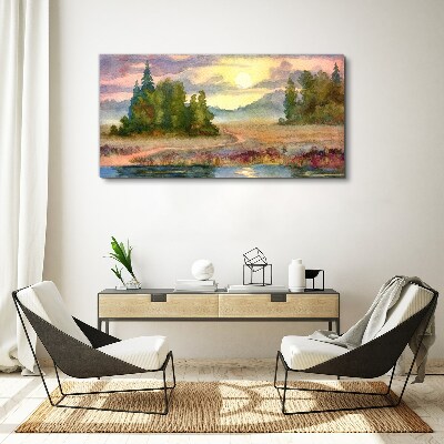 A quiet morning by the lake Canvas print