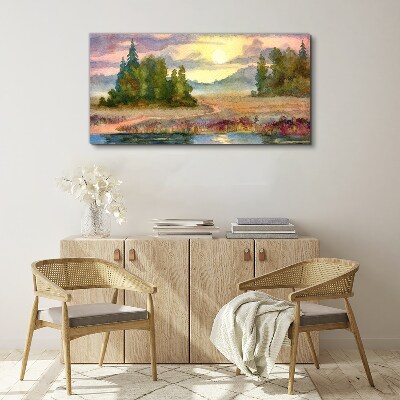 A quiet morning by the lake Canvas print