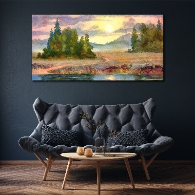 A quiet morning by the lake Canvas print