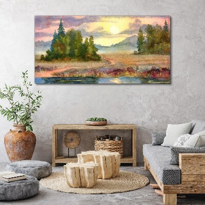 A quiet morning by the lake Canvas print