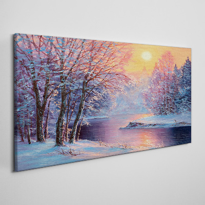Winter landscape at sunrise Canvas Wall art