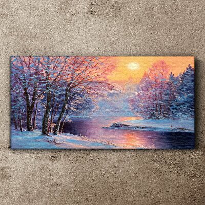 Winter landscape at sunrise Canvas Wall art