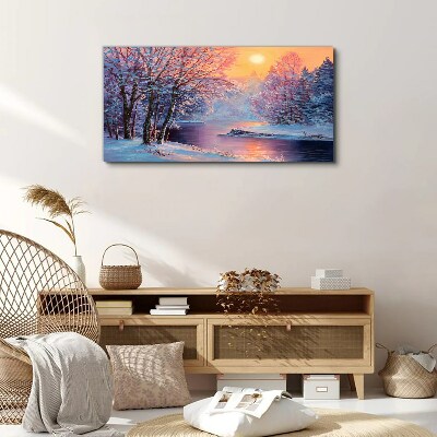 Winter landscape at sunrise Canvas Wall art