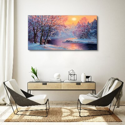 Winter landscape at sunrise Canvas Wall art