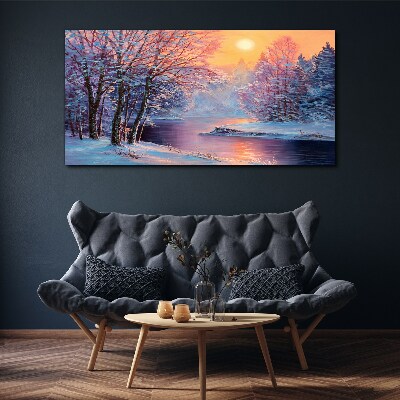 Winter landscape at sunrise Canvas Wall art