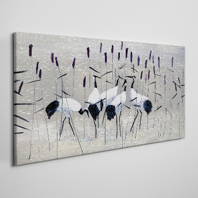White cranes in the reeds Canvas print