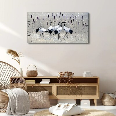 White cranes in the reeds Canvas print