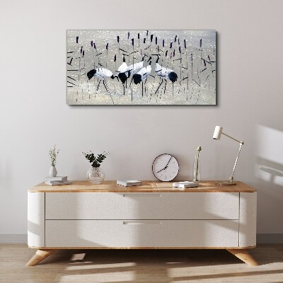 White cranes in the reeds Canvas print