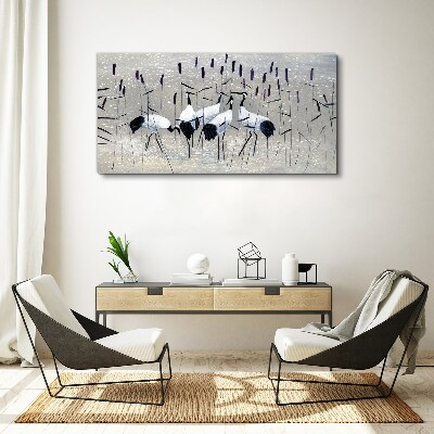 White cranes in the reeds Canvas print