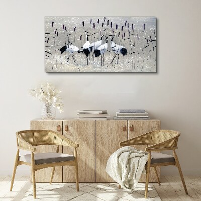 White cranes in the reeds Canvas print