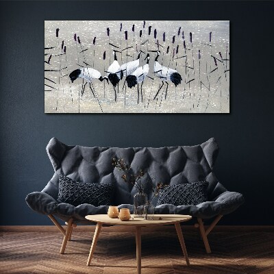 White cranes in the reeds Canvas print