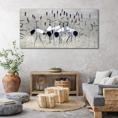 White cranes in the reeds Canvas print