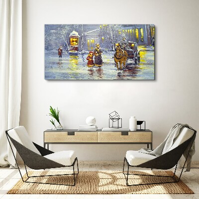 Winter evening in the city Canvas Wall art