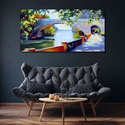 Bridge in the sunny park Canvas Wall art
