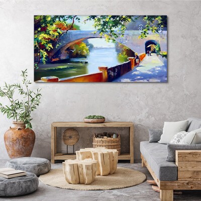 Bridge in the sunny park Canvas Wall art