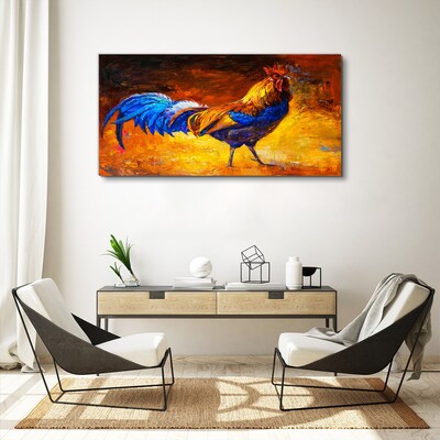 Colorful rooster against the background of fire Canvas Wall art