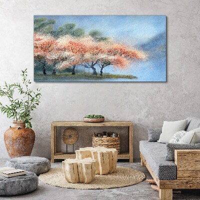 Spring trees in pastel colors Canvas print