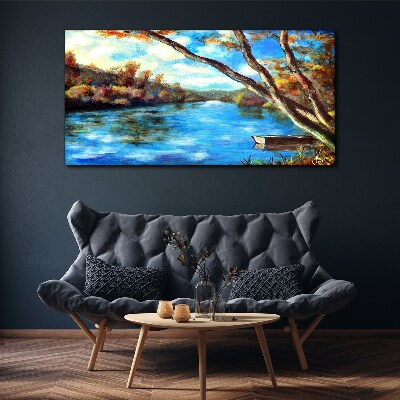 Clouds nature forest river Canvas Wall art