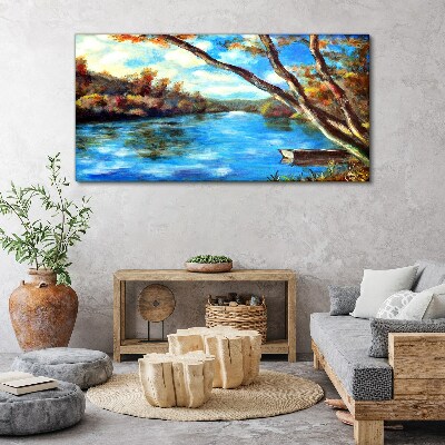 Clouds nature forest river Canvas Wall art