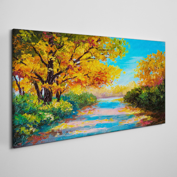 Golden autumn on the river Canvas print