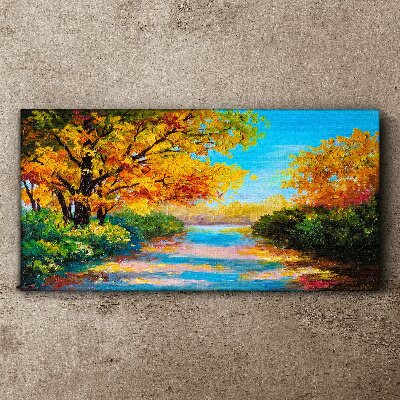 Golden autumn on the river Canvas print